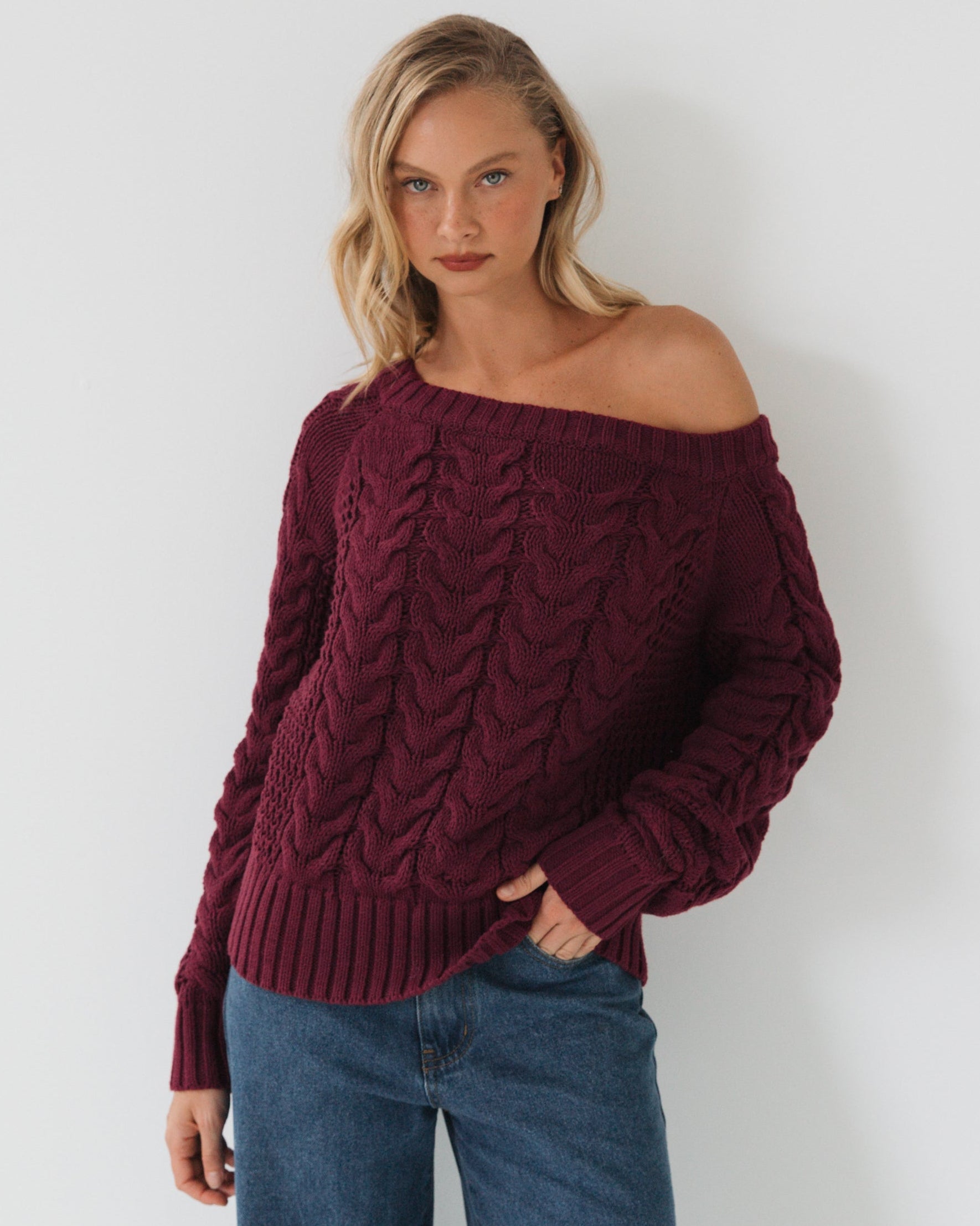 ELSA KNIT TOP WINE