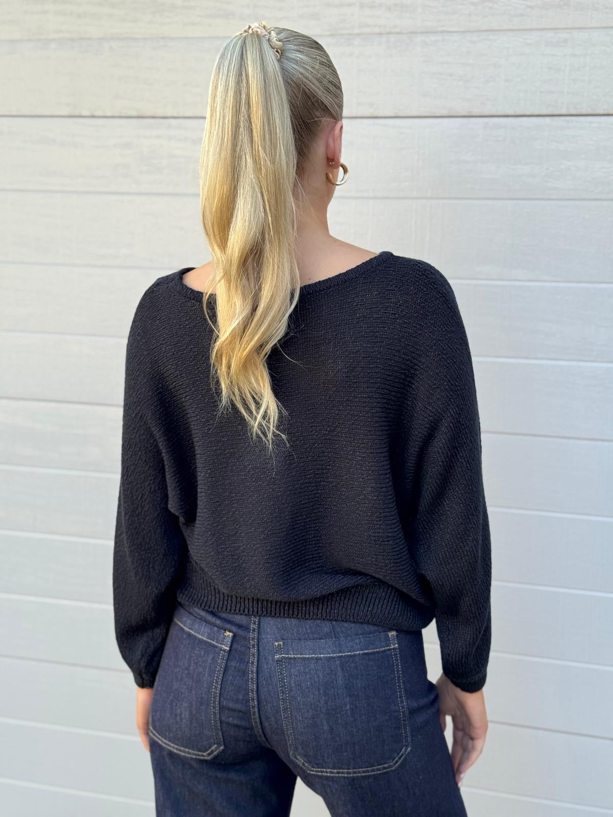 BOAT KNIT TOP BLACK