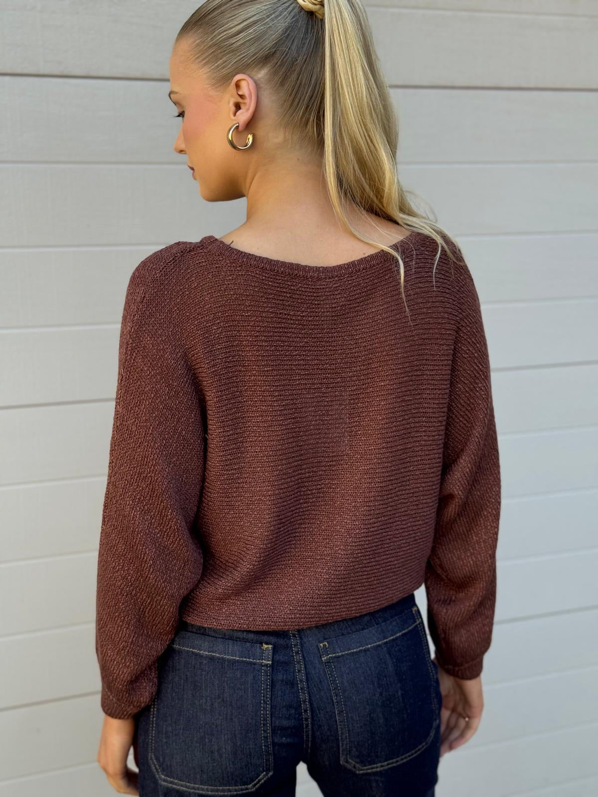 BOAT KNIT TOP BROWN
