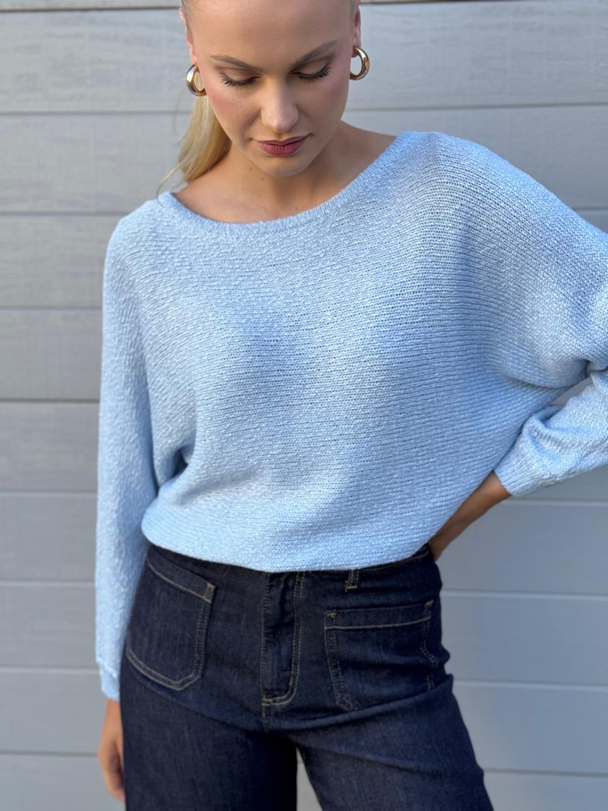 BOAT KNIT TOP LIGHT BLUE