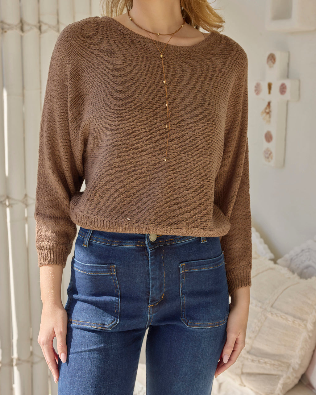 BOAT KNIT TOP TAUPE