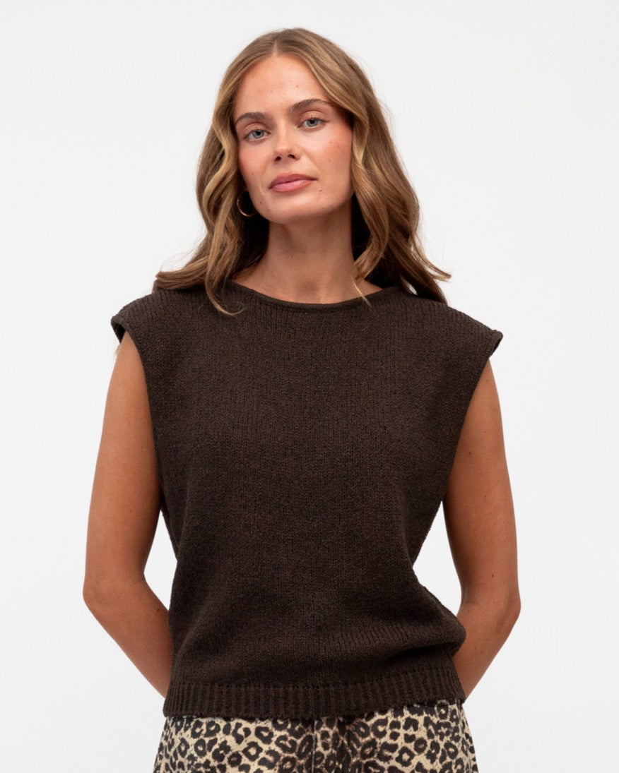 DESTINY KNIT TOP CHOCOLATE