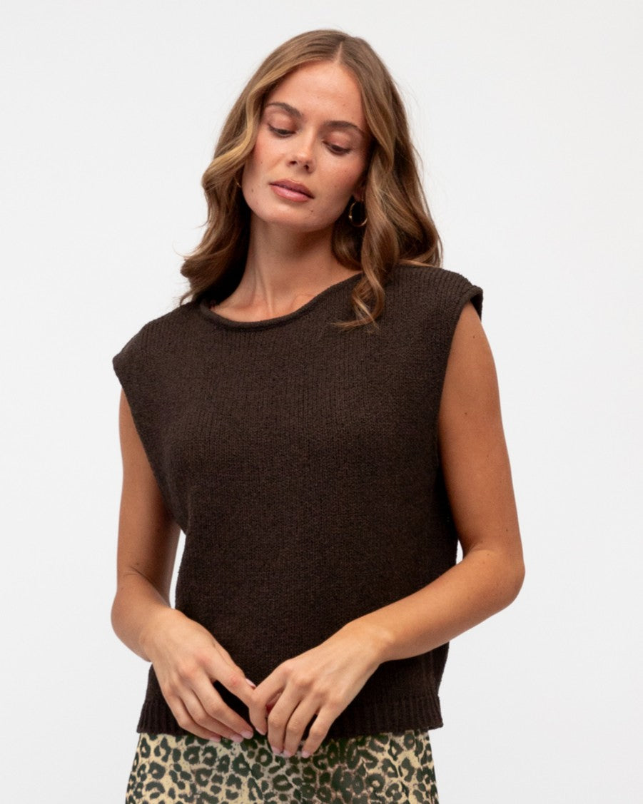DESTINY KNIT TOP CHOCOLATE