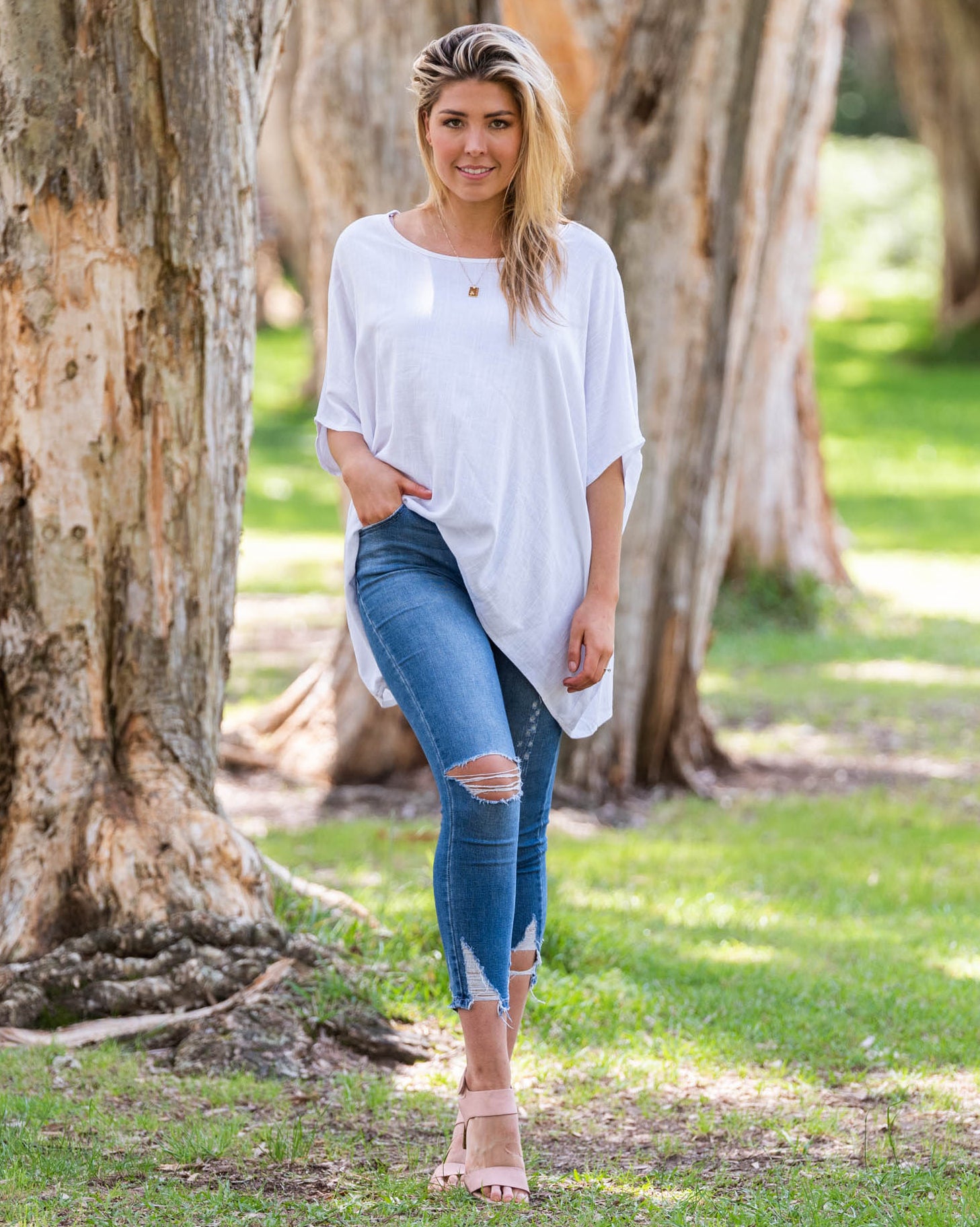 FAVEN DRAPE TOP WHITE