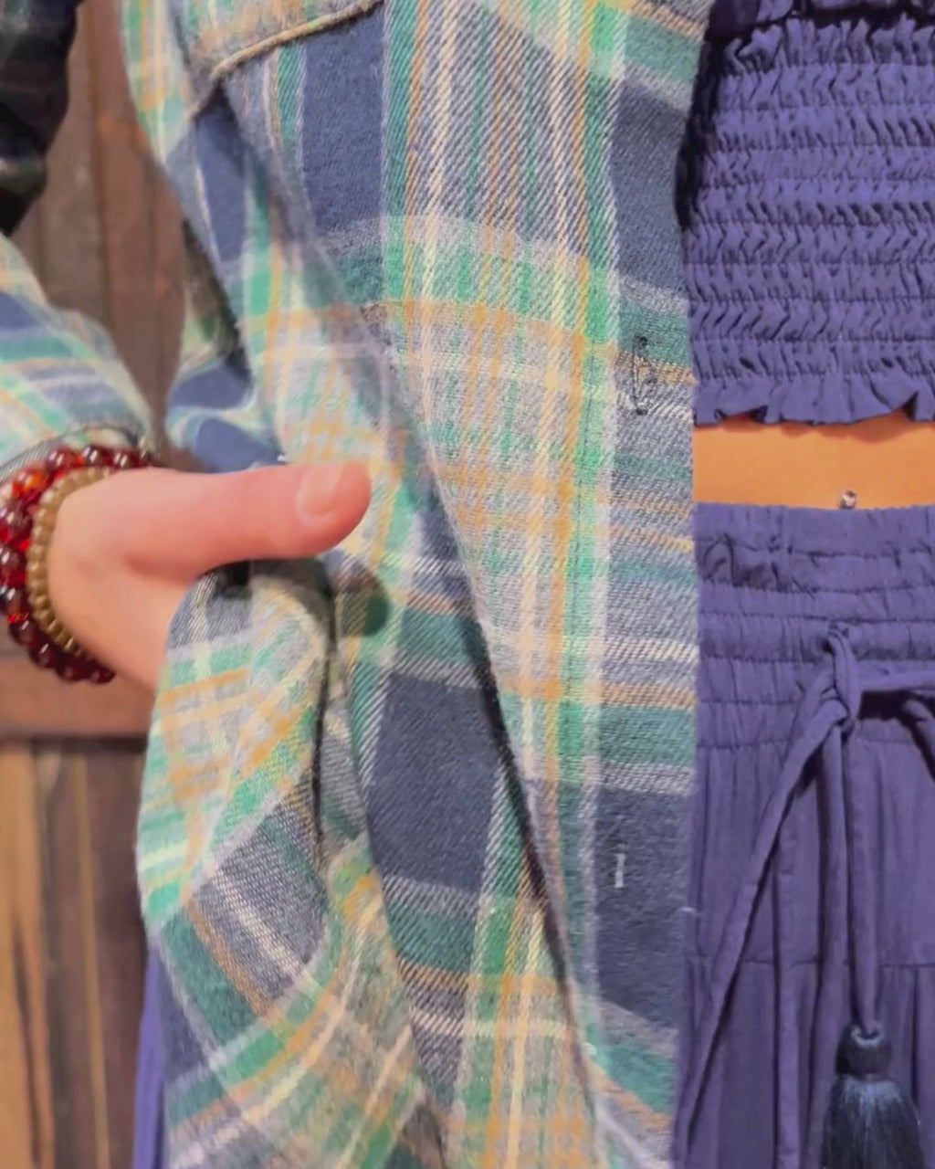 JOAN FLANNEL SHACKET GREEN