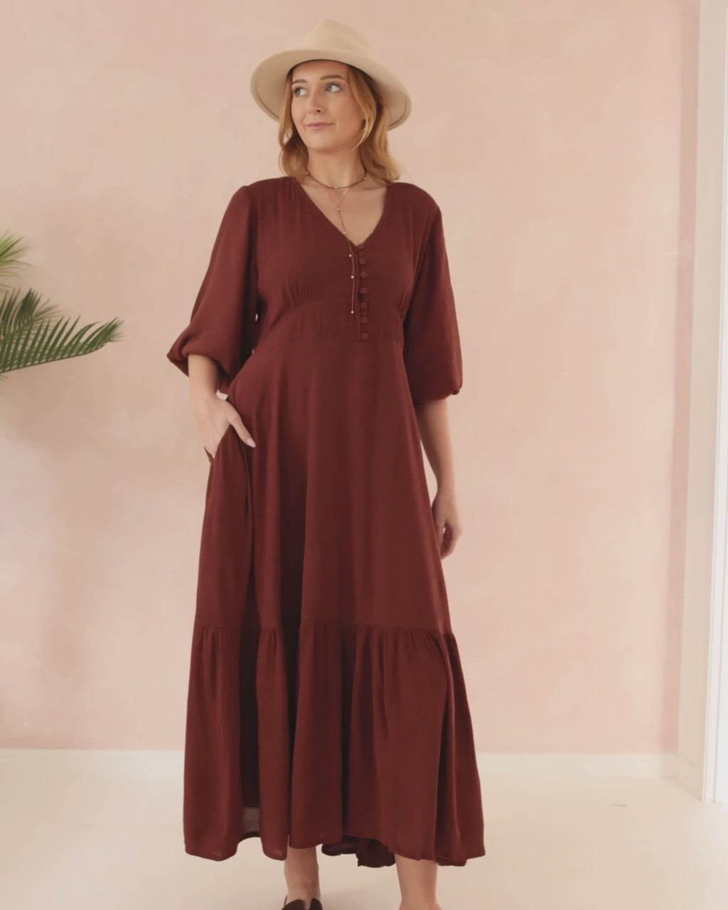 OLYMPIA MAXI DRESS MOCHA