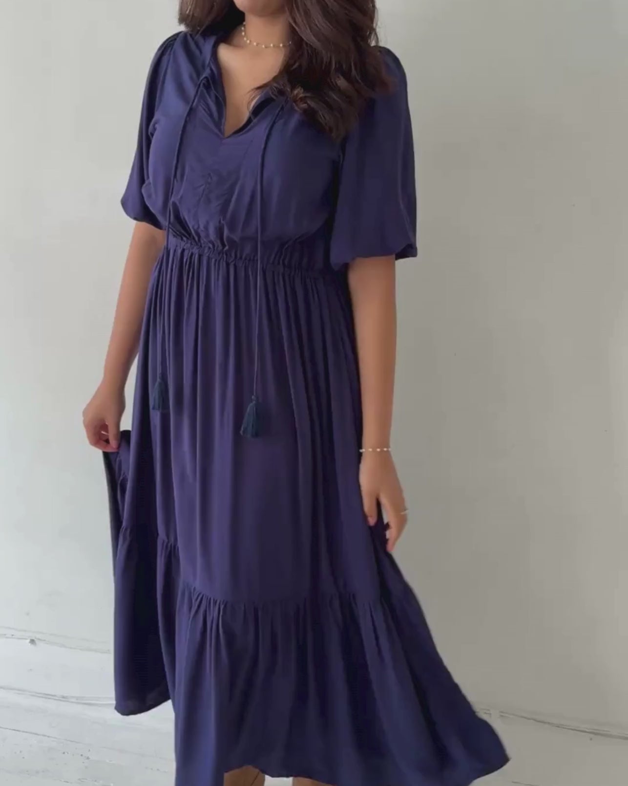 LAWRIE MIDI DRESS NAVY