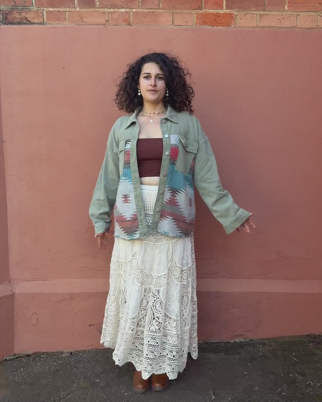 AZTEC DENIM JACKET SAGE