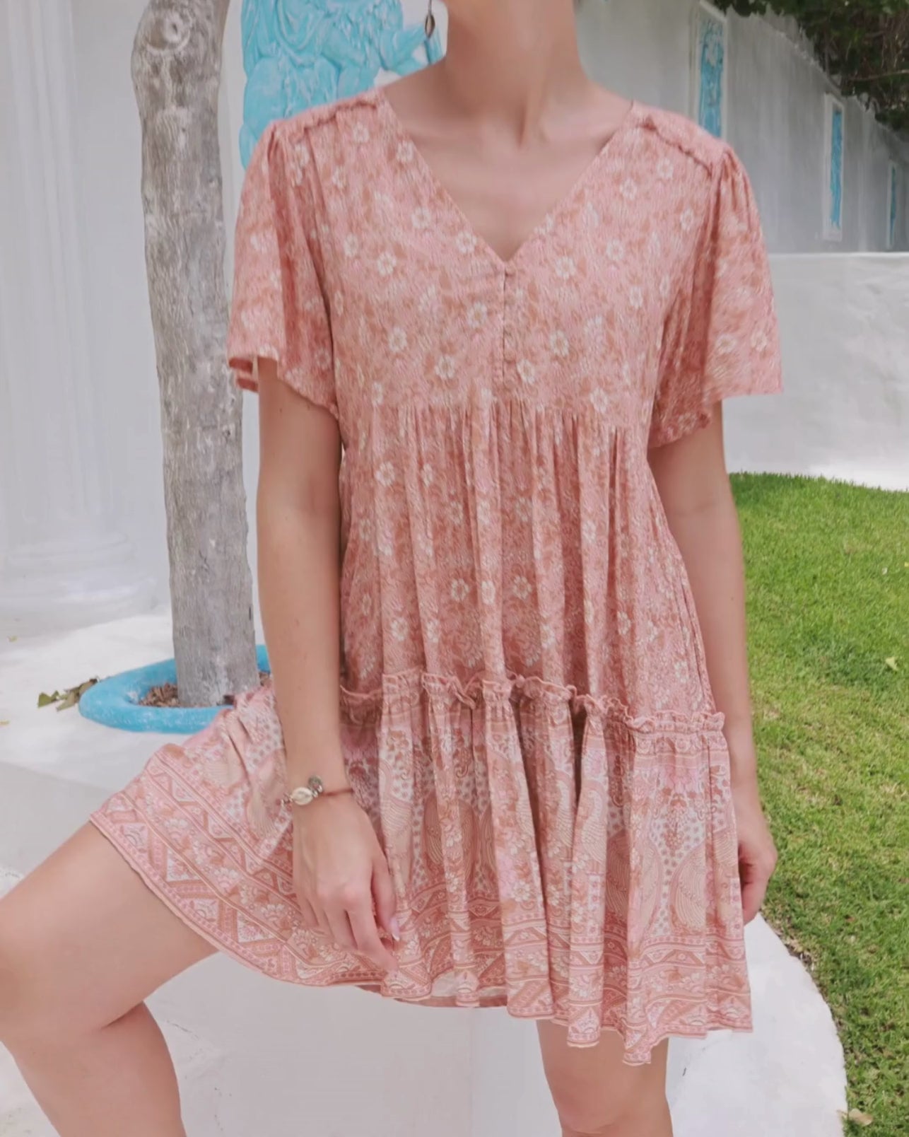 LENA MINI DRESS VINTAGE WHISPER