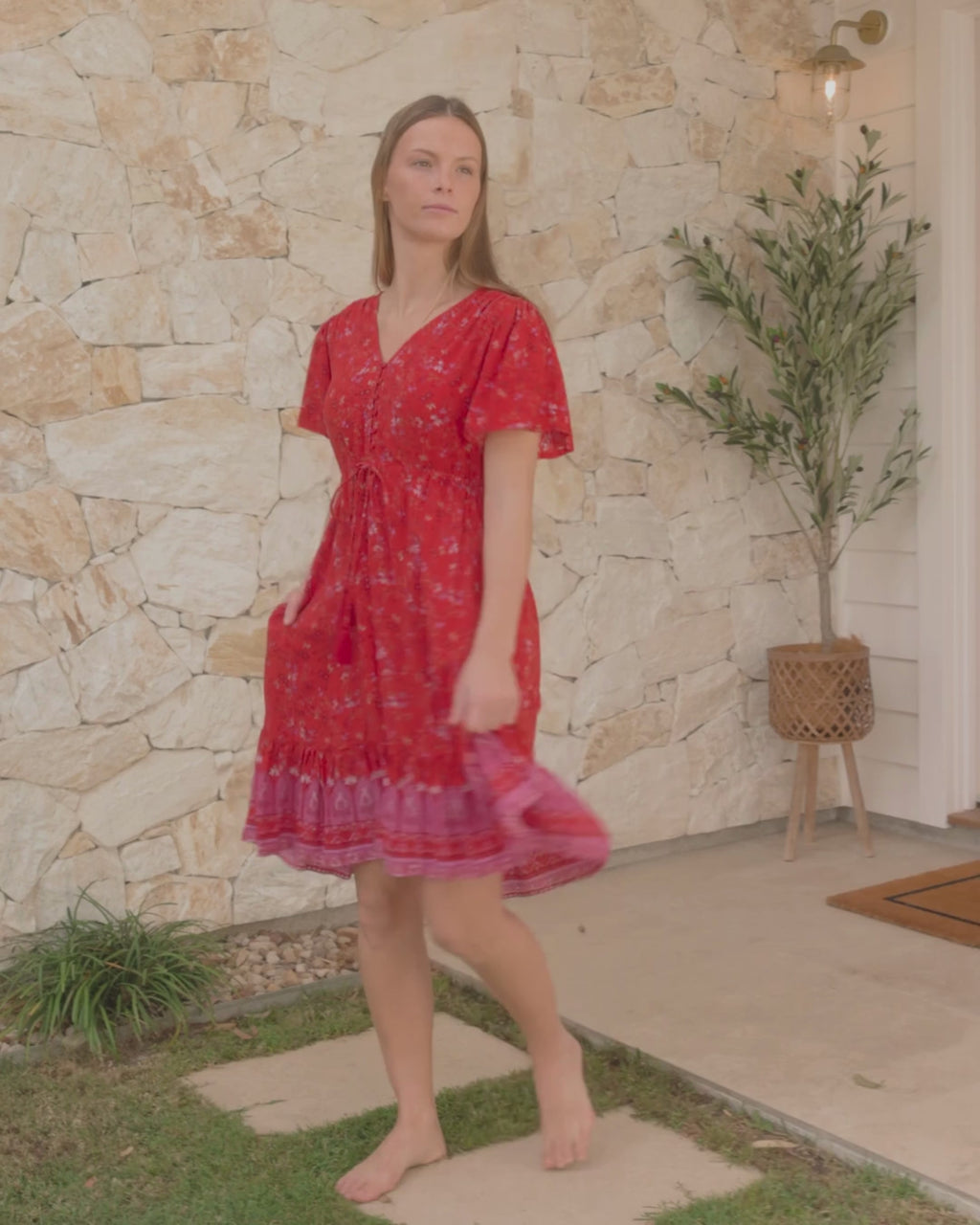 FRIEDA MINI DRESS SCARLET
