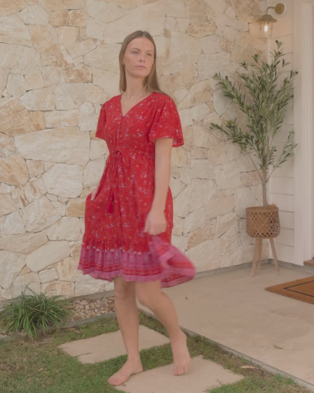 FRIEDA MINI DRESS SCARLET