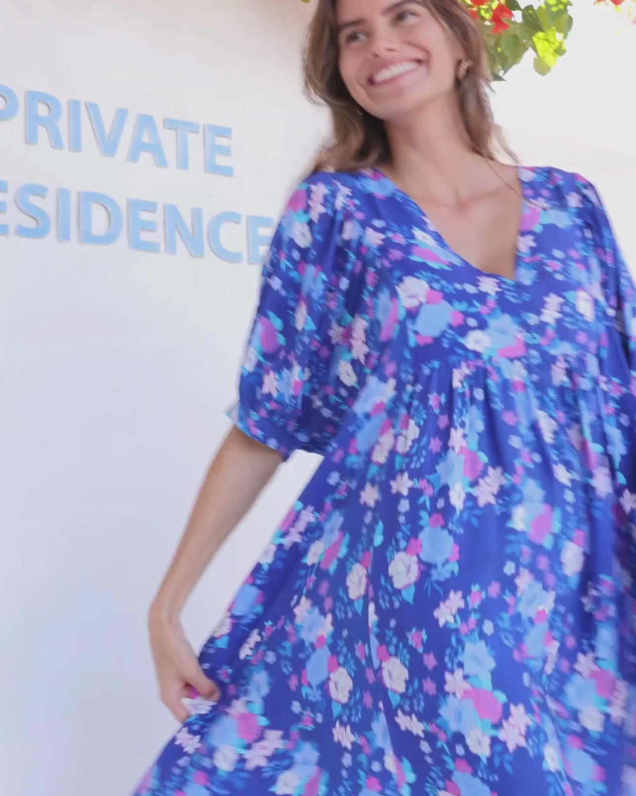 BUTTERFLY MINI DRESS INDIGO BLOOM