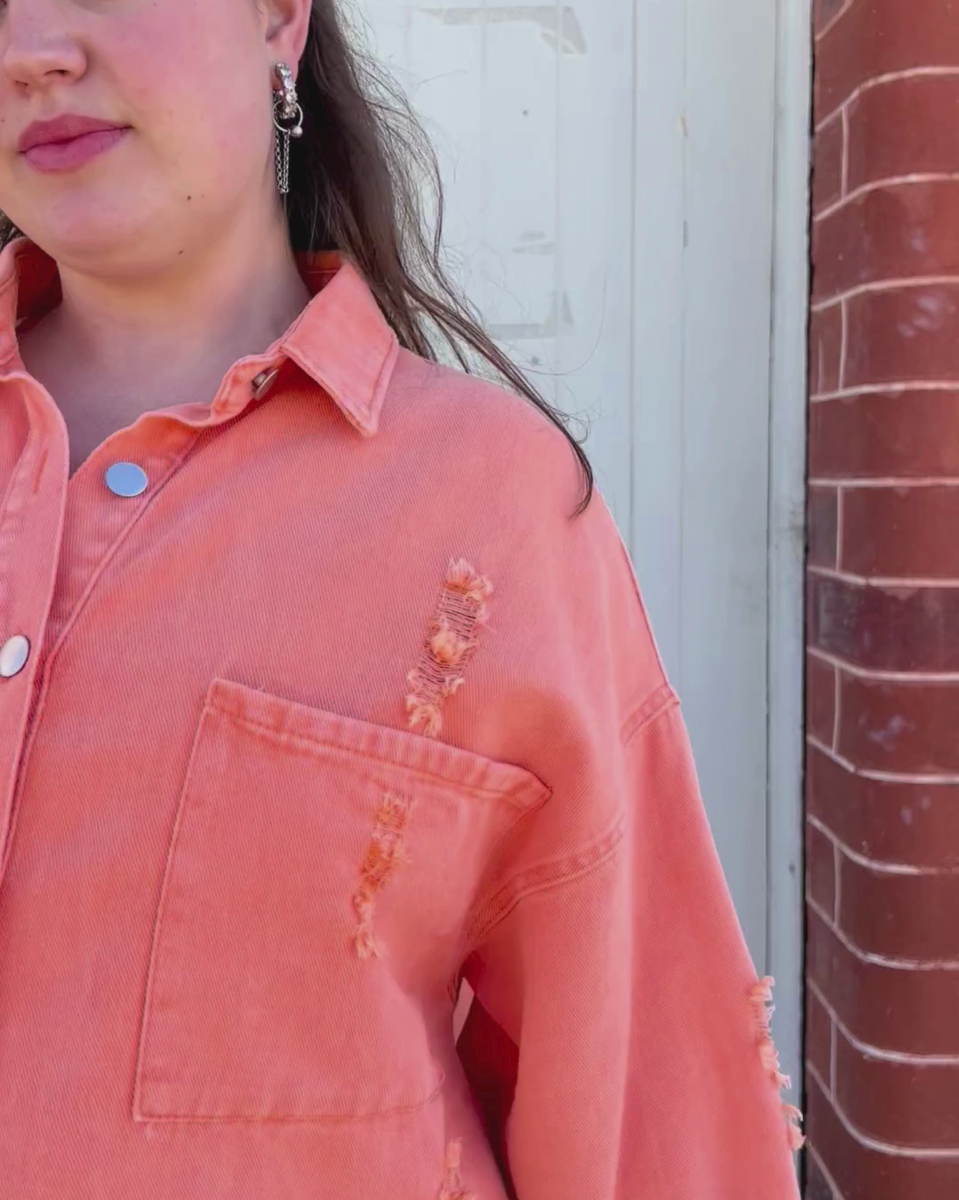 BETTY DENIM JACKET CORAL