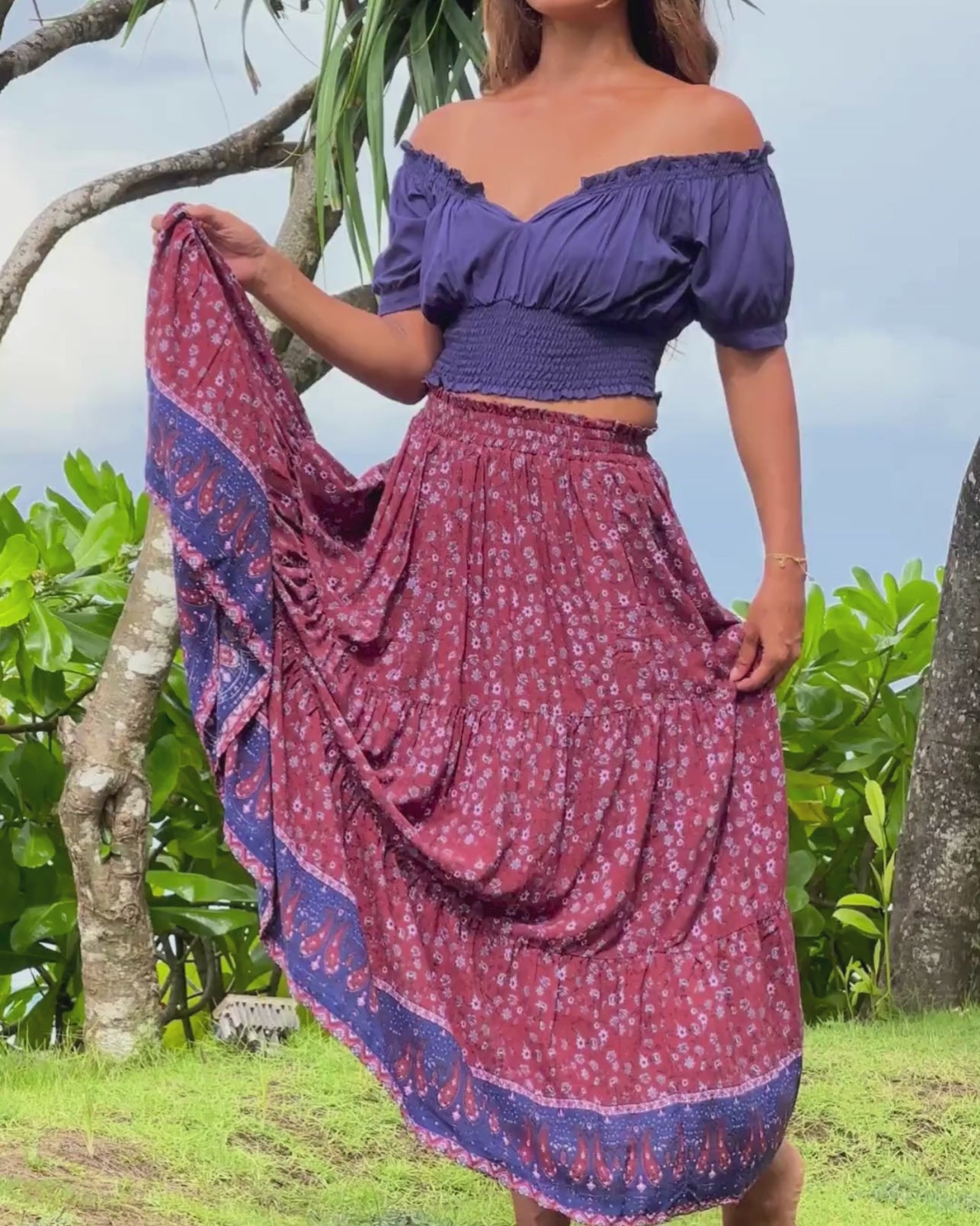 CARLA MAXI SKIRT RHUBARB