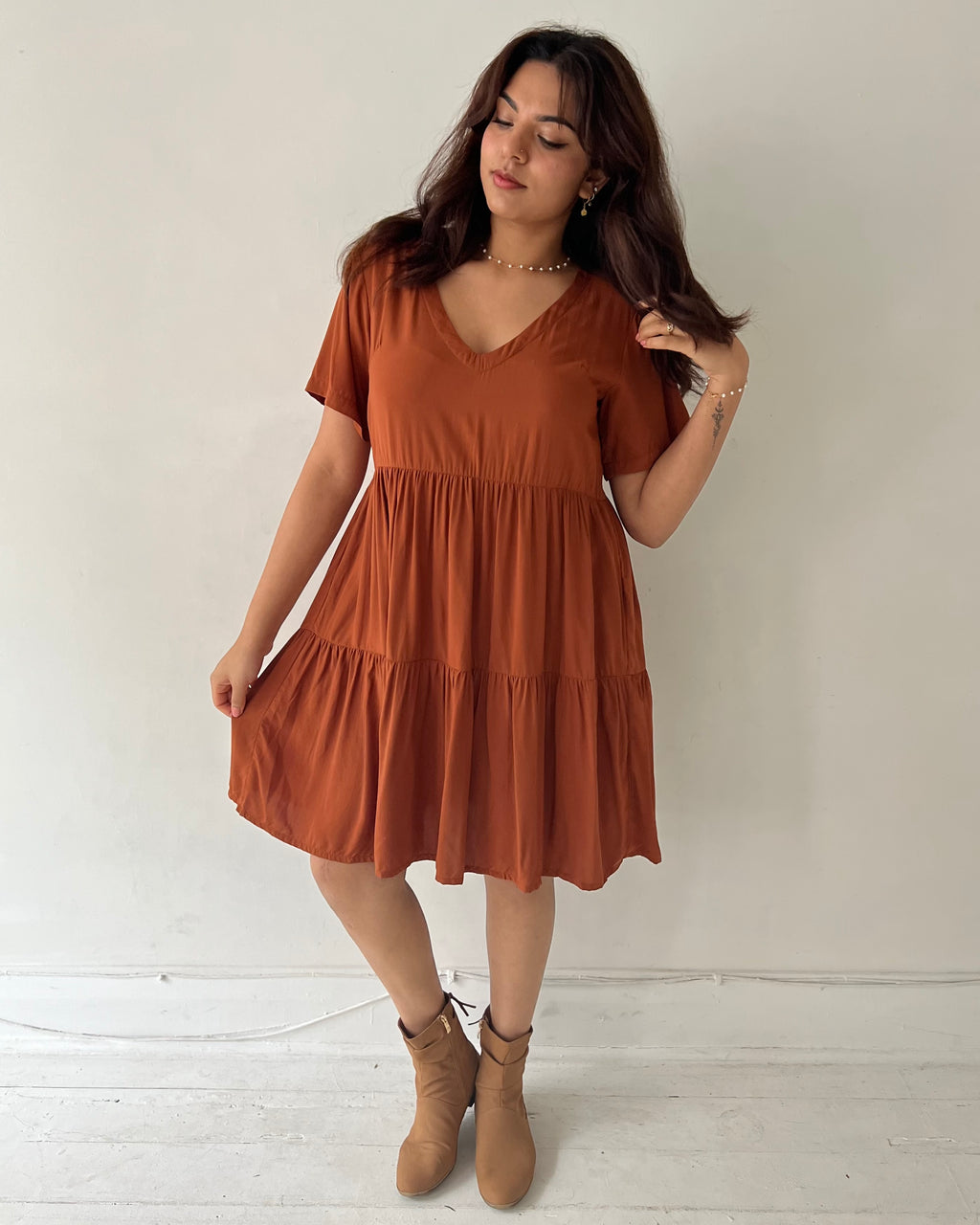 AMY MINI DRESS GINGERBREAD