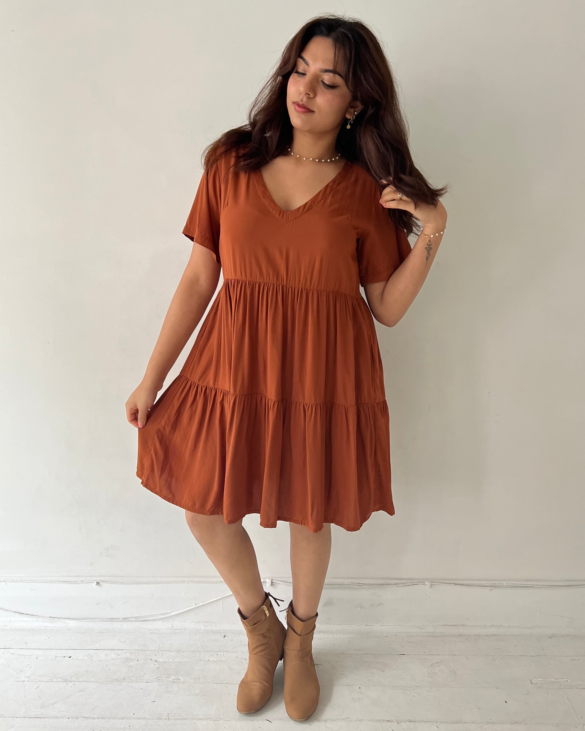 AMY MINI DRESS GINGERBREAD