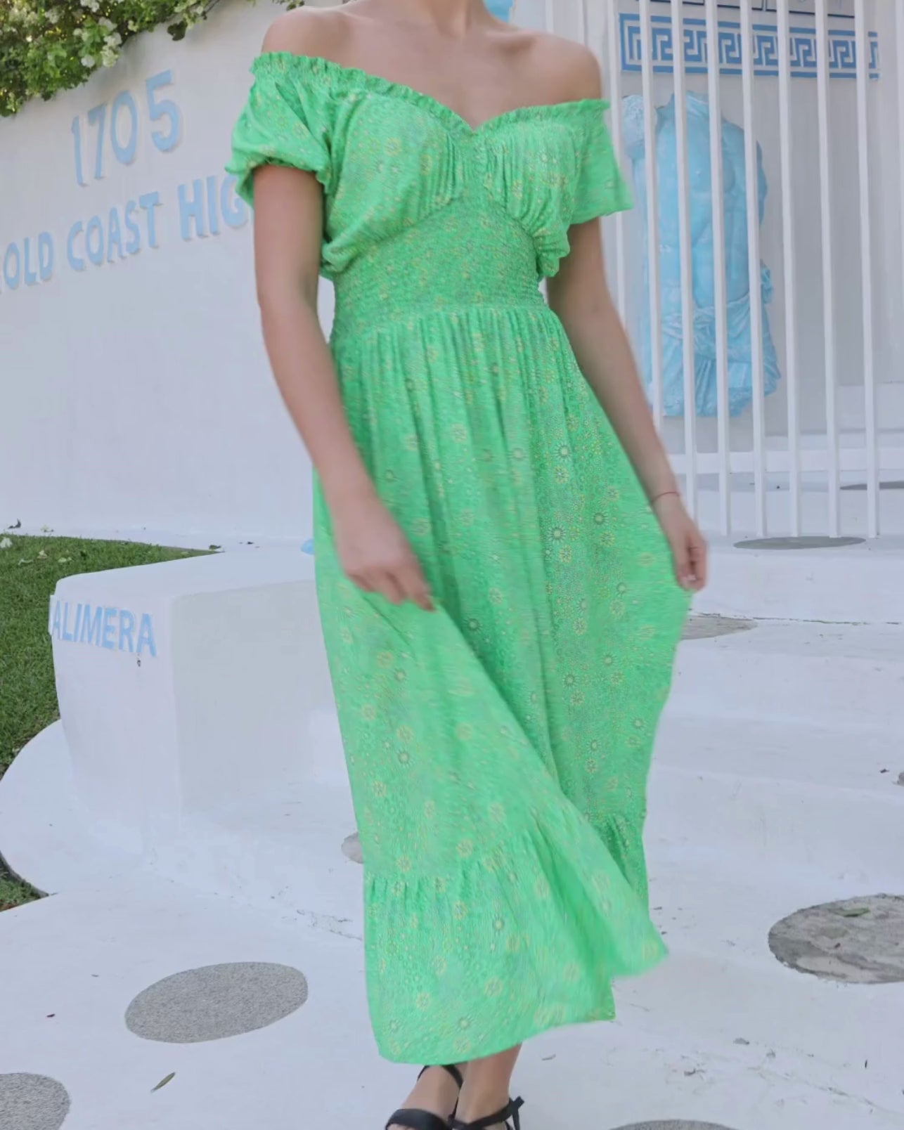 FLORA MAXI DRESS EVERGREEN