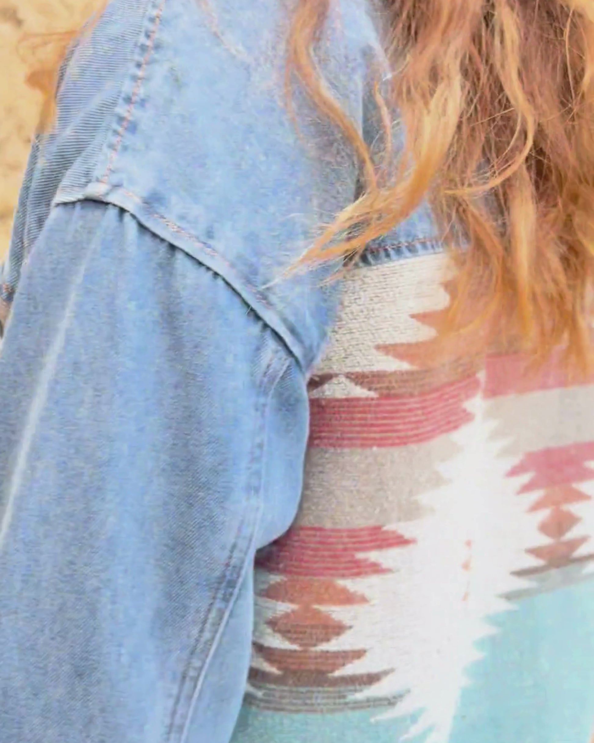 AZTEC DENIM JACKET BLUE