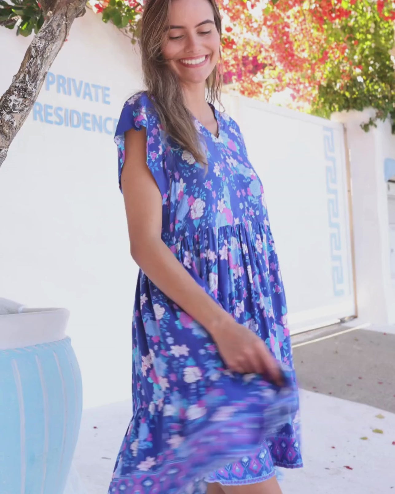 CARA MINI DRESS INDIGO BLOOM