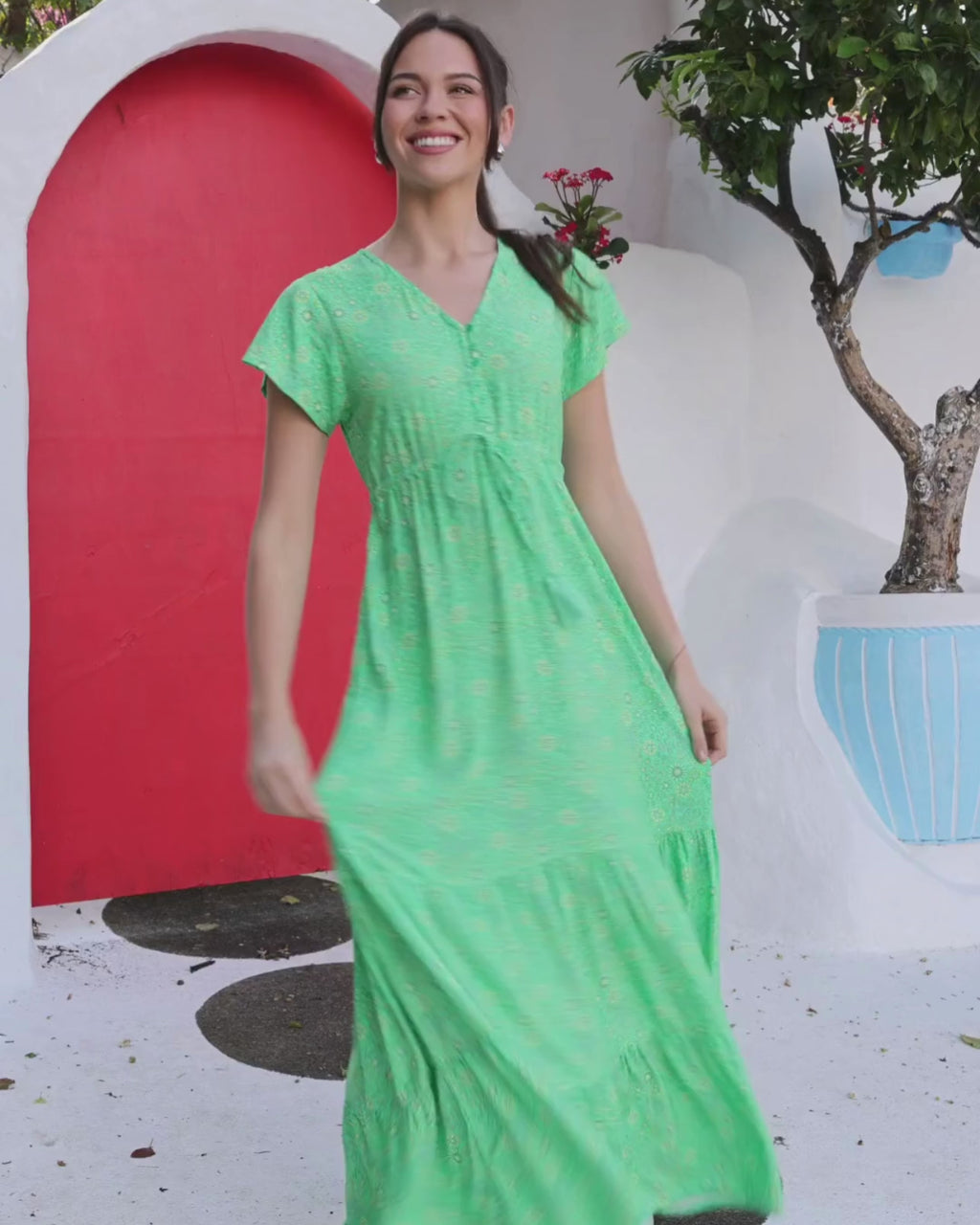 NOLA MAXI DRESS EVERGREEN
