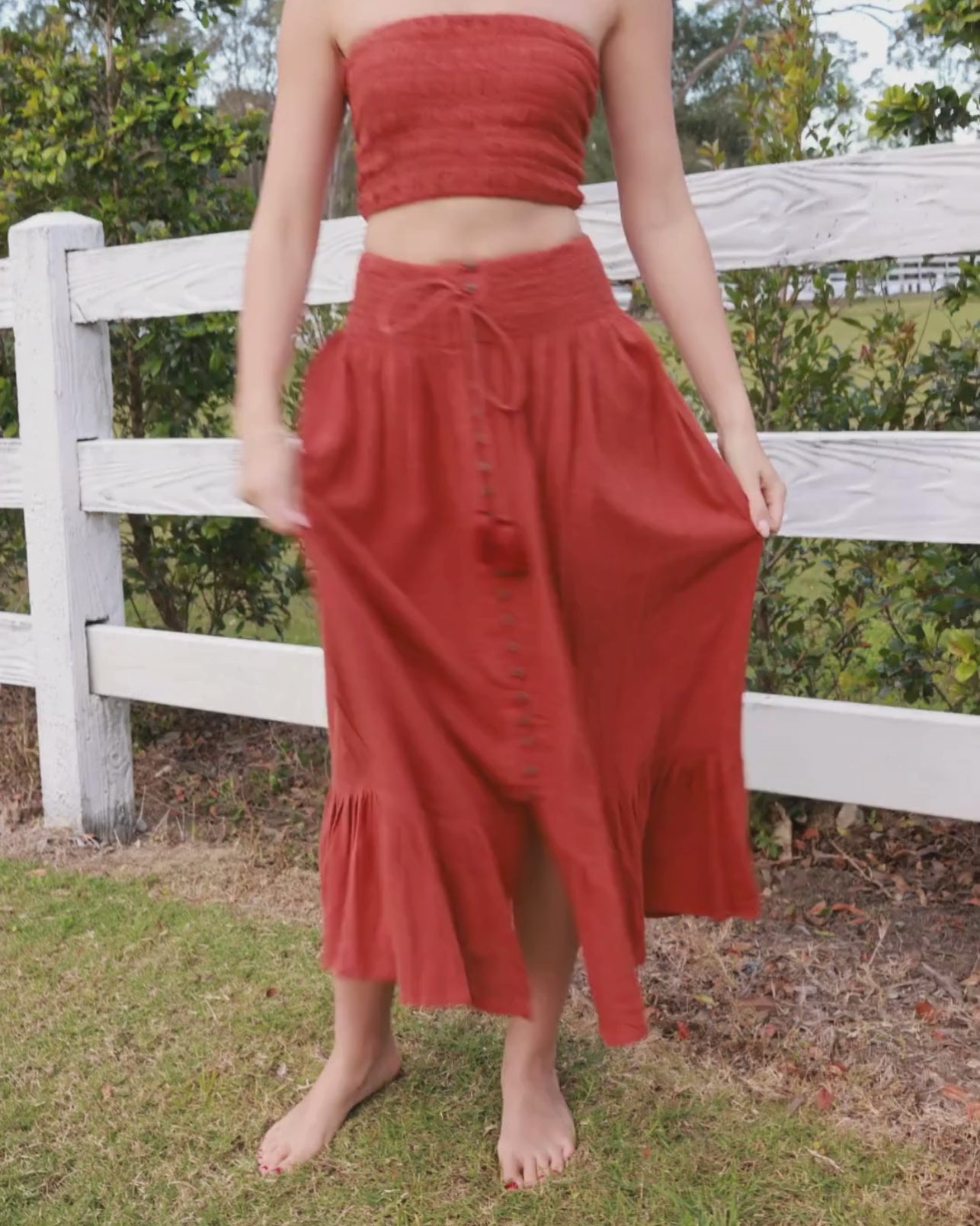CINDY MAXI SKIRT TERRACOTTA